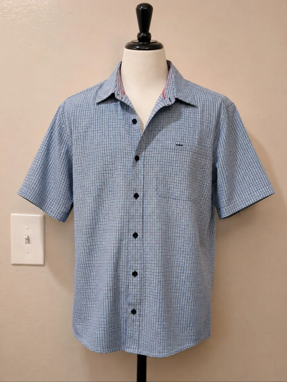 The North Face Men's Short-Sleeve Button-Up Shirt - Light Blue Check